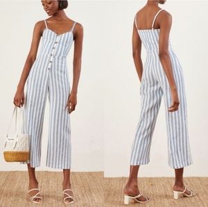 NWT Blue Stripe Reformation Torta Jumpsuit in Adriatic